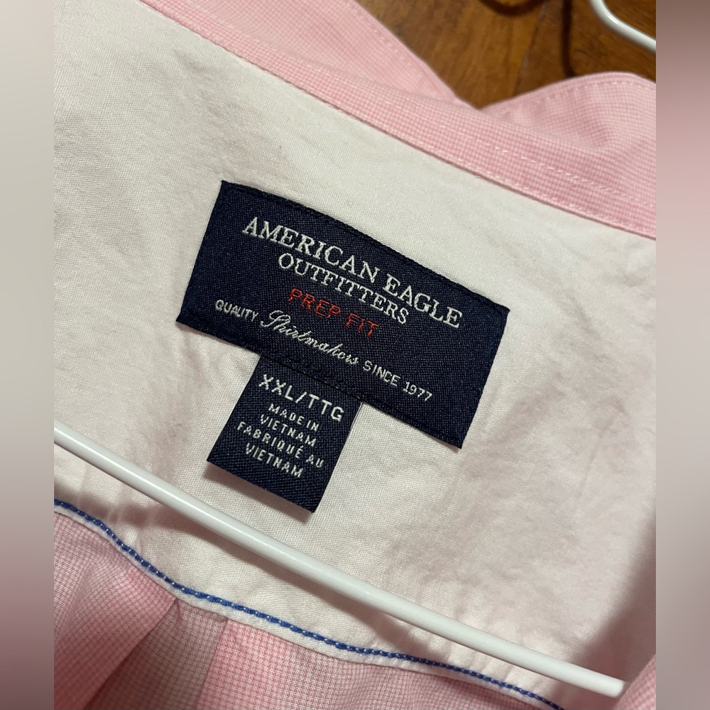 American Eagle Outfitters Pink Button Down Shirt Men's XXLarge Long Sleeve Logo - Picture 5 of 8
